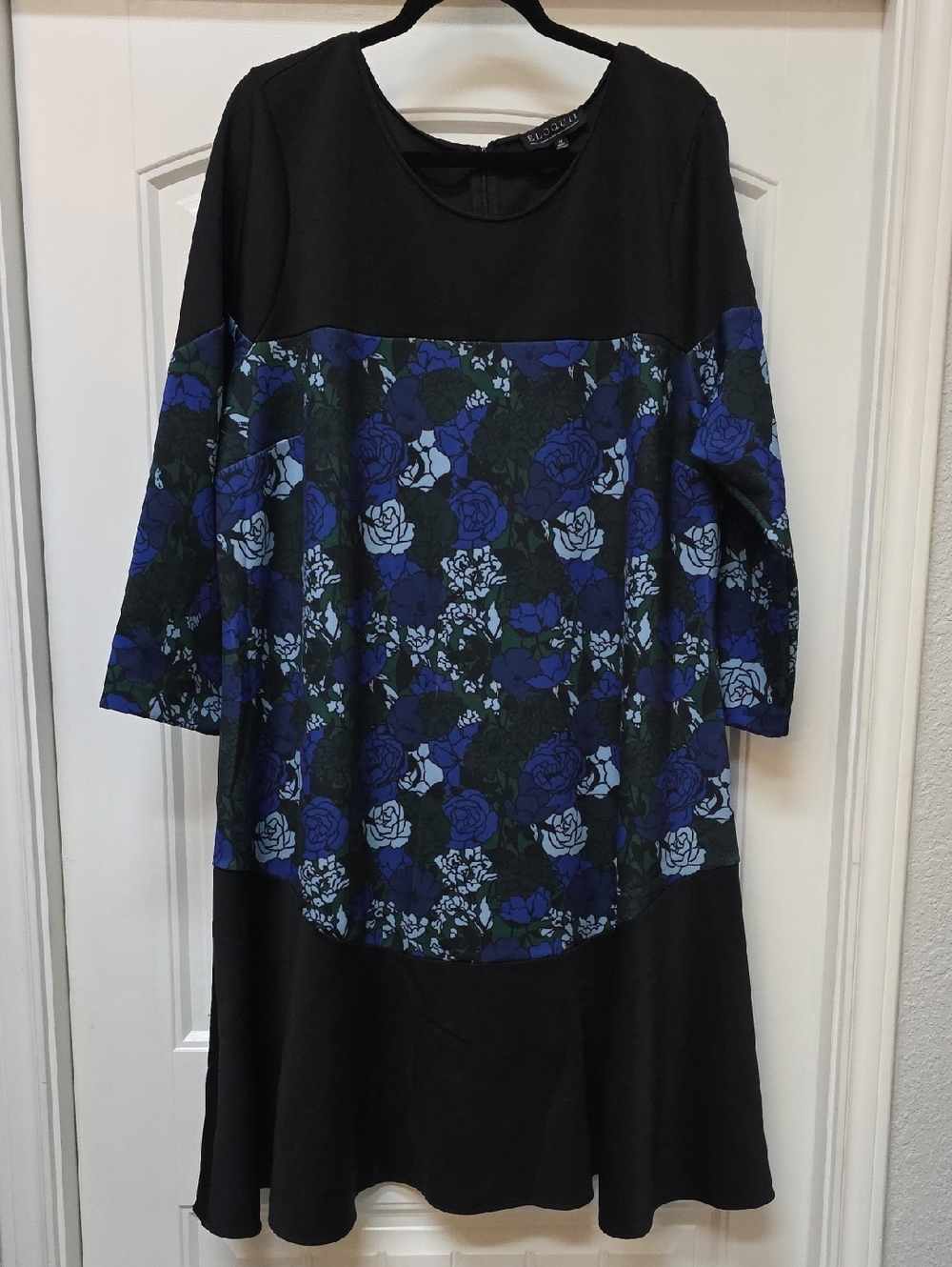 Eloquii Blue Floral Ponte Fit-and-Flare Dress - Sz 24